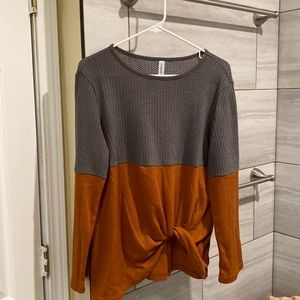 Gently used tickled teal medium orange and grey shirt